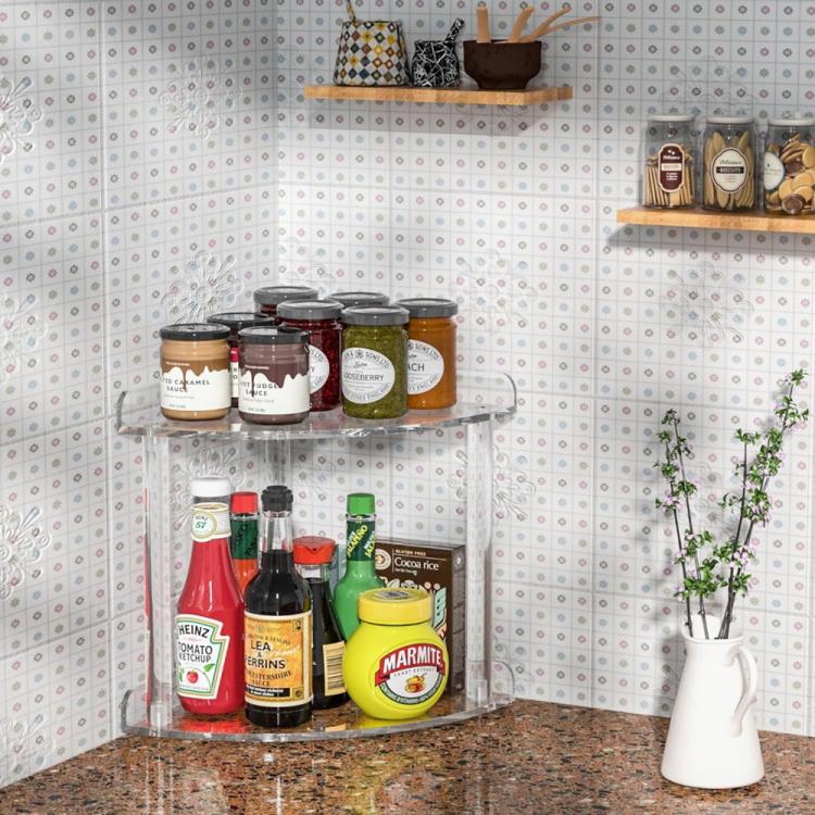 Doppellagiges Eckregal aus klarem Acryl, Desktop-Organizer