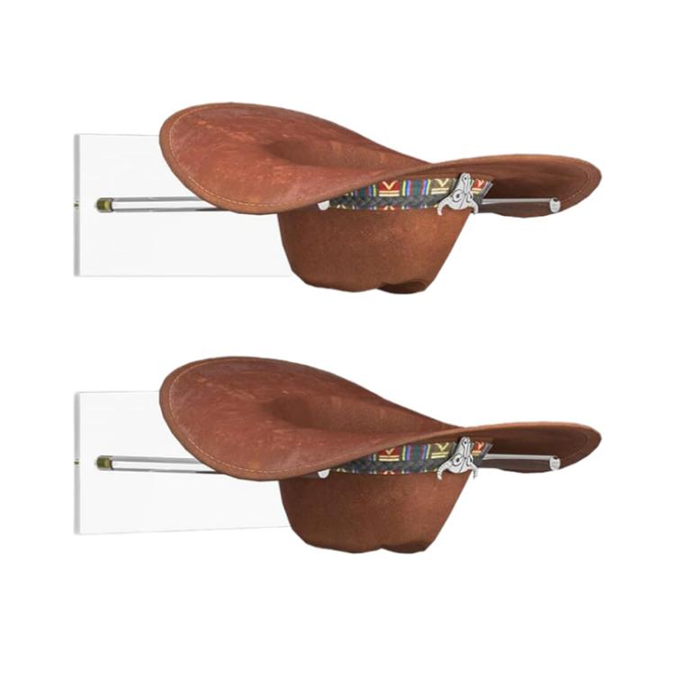Wandmontiertes klares Acryl Cowboyhut-Aufbewahrungsregal Sonnenhut-Ausstellungsständer, Einzelpackung, 2 Stück/Packung