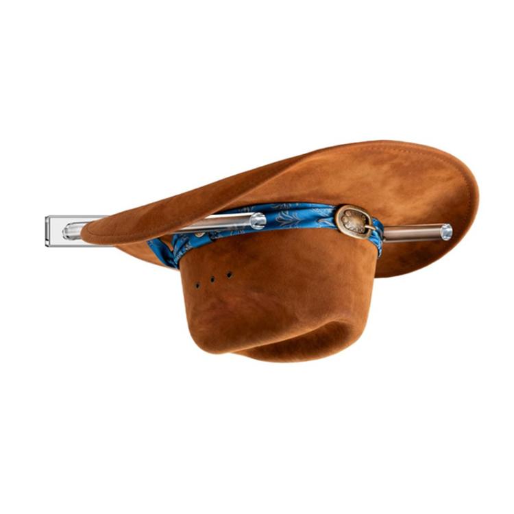 Wandmontiertes, klares Acryl-Cowboyhut-Lagerregal mit drei Löchern und verstellbarem Abstand, Einzelpackung, 2 Stück/Packung