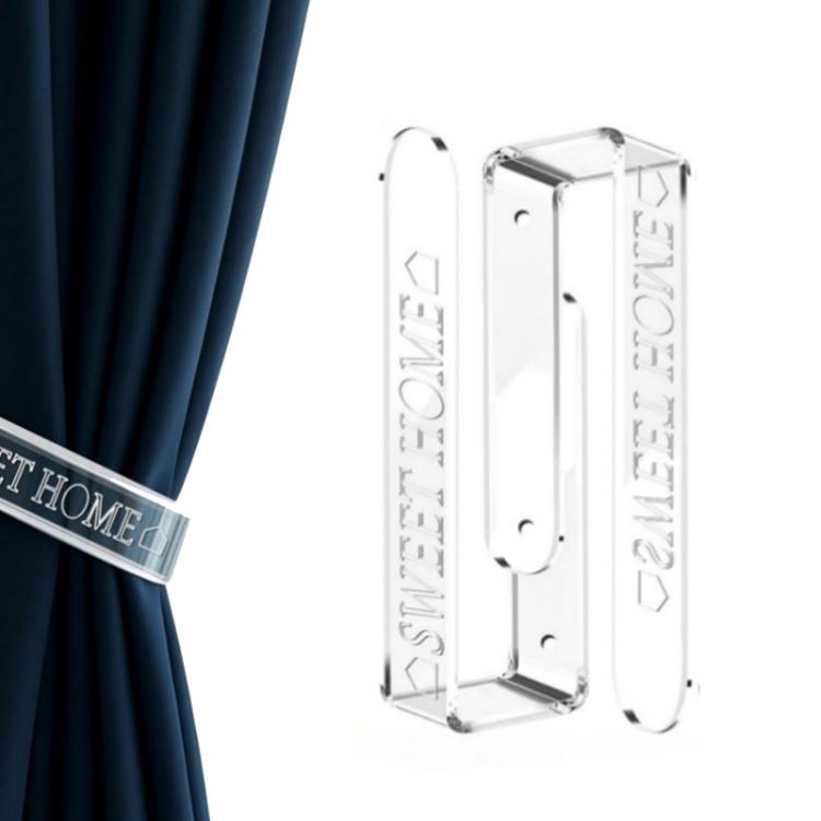 1 Paar/Packung durchsichtige Acryl-Raffhalter für Gardinen, bohrfreie und gebohrte Montage unterstützend