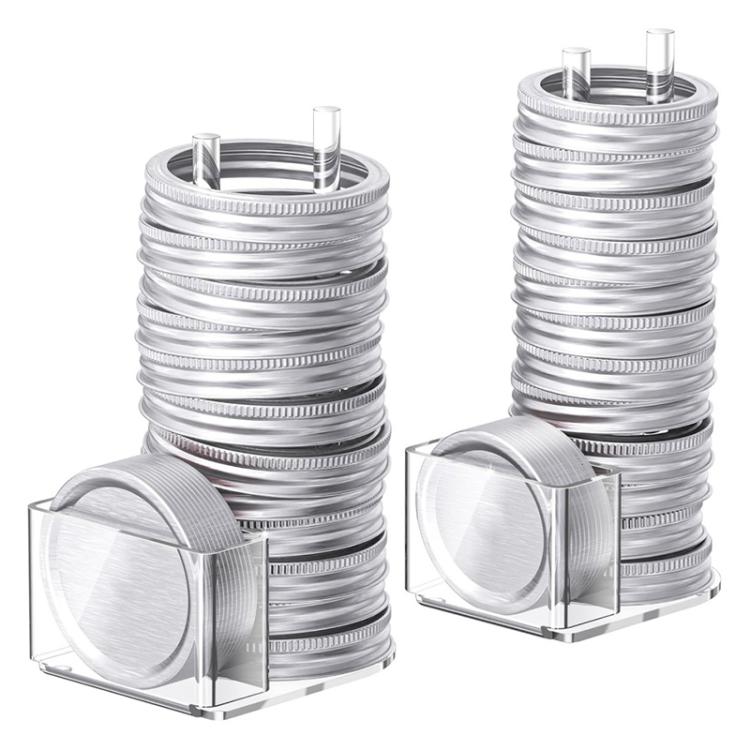 Transparenter Acryl-Deckelhalter für Einmachgläser, 70 mm normale Öffnung, 86 mm normale Öffnung, 70 mm und 86 mm, 2 Stück/Packung