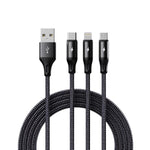 ROCK RCB0790 1,2m 3-in-1 USB zu 8 Pin + Typ-C + Micro USB Metallgeflochtenes Ladekabel, RCB0790