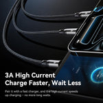ROCK RCB0790 1,2m 3-in-1 USB zu 8 Pin + Typ-C + Micro USB Metallgeflochtenes Ladekabel, RCB0790