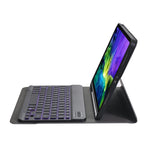 A098BS Abnehmbare Ultra-dünne Hintergrundbeleuchtete Bluetooth-Tastatur Schutzhülle für iPad Air 11 2024 / 2025 / Air 4 10,9 Zoll 2020, mit Ständer & Stiftefach, A098BS