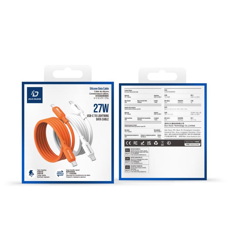 DUX DUCIS SILI Serie 27W Typ-C zu 8 Pin Silikondatenkabel, Länge: 1m, Typ-C zu 8 Pin