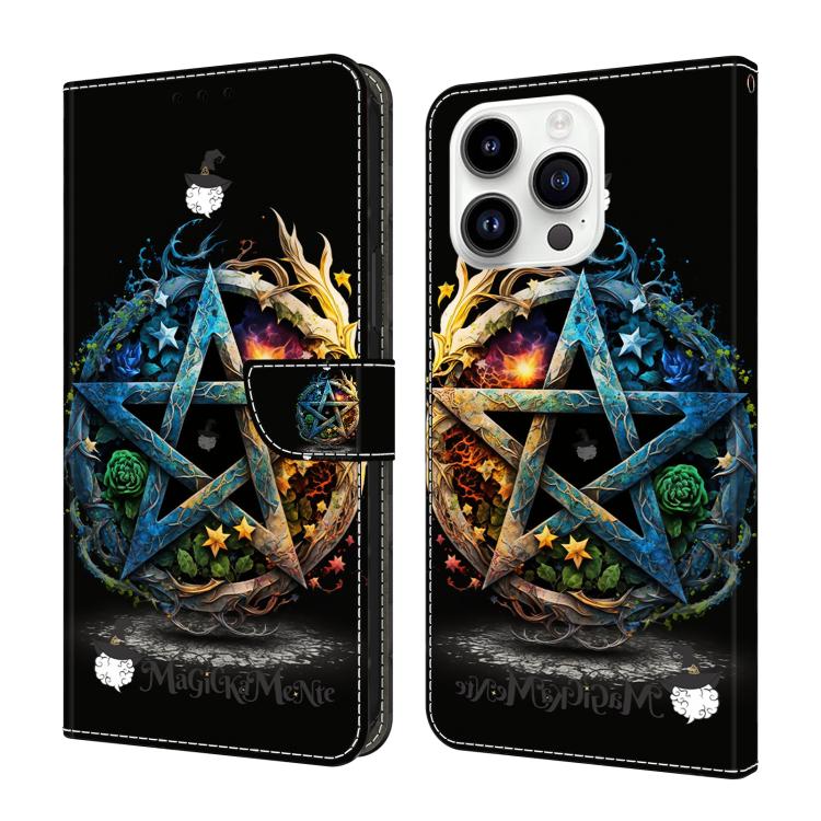 Handyhülle aus veganem Leder mit kristallartiger Bemalung, für iPhone Air, für iPhone 16 Pro Max, für iPhone 16 Pro, für iPhone 16