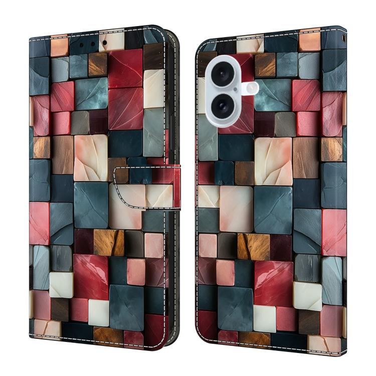 Handyhülle aus veganem Leder mit kristallartiger Bemalung, für iPhone Air, für iPhone 16 Pro Max, für iPhone 16 Pro, für iPhone 16