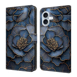 Handyhülle aus veganem Leder mit kristallartiger Bemalung, für iPhone Air, für iPhone 16 Pro Max, für iPhone 16 Pro, für iPhone 16
