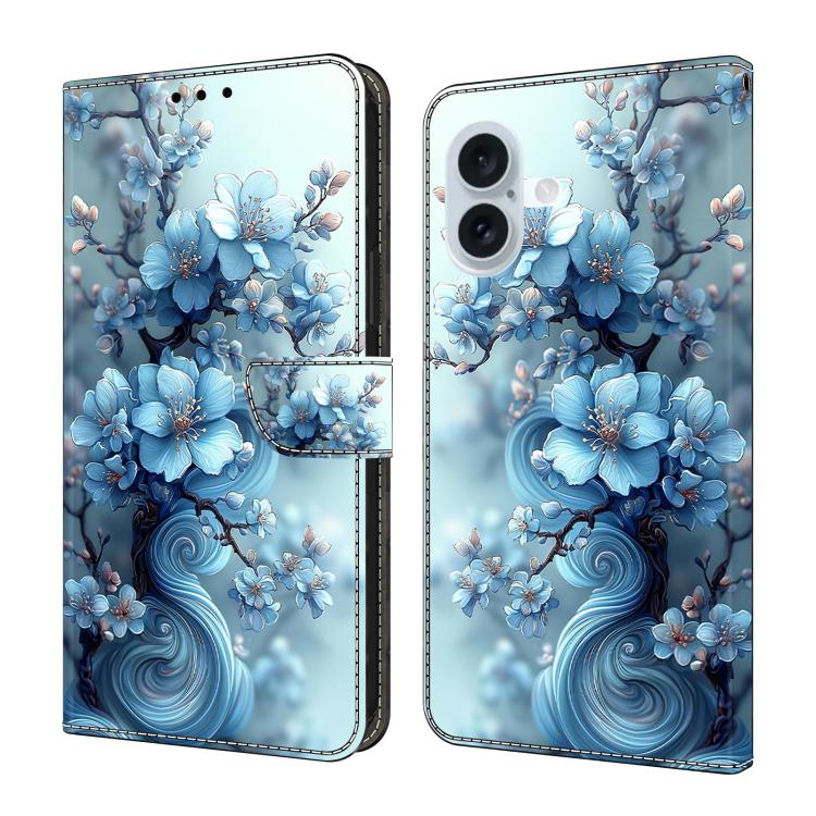 Handyhülle aus veganem Leder mit kristallartiger Bemalung, für iPhone Air, für iPhone 16 Pro Max, für iPhone 16 Pro, für iPhone 16