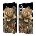 Handyhülle aus veganem Leder mit kristallartiger Bemalung, für iPhone Air, für iPhone 16 Pro Max, für iPhone 16 Pro, für iPhone 16