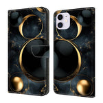 Kristallähnliche bemalte vegane Leder-Handyhülle, Für iPhone 11