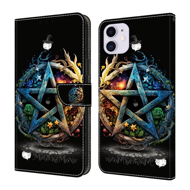 Kristallähnliche bemalte vegane Leder-Handyhülle, Für iPhone 11