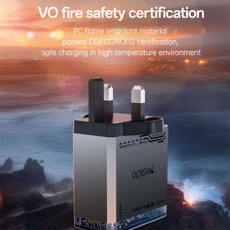 Yesido YC147 65W Mecha GaN Dreifach-Port Schnellladegerät, YC147