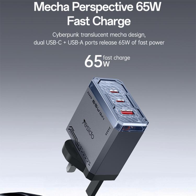 Yesido YC147 65W Mecha GaN Dreifach-Port Schnellladegerät, YC147