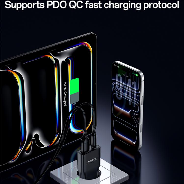 Yesido YC112 Ultra-thin 20W Dual-port PD QC Fast Charger, YC112