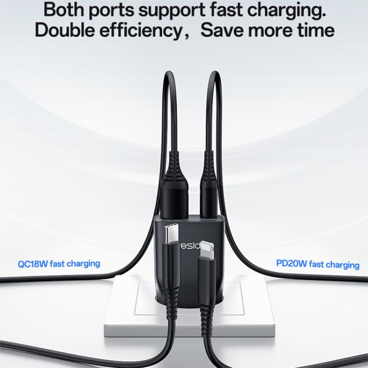 Yesido YC112 Ultra-thin 20W Dual-port PD QC Fast Charger, YC112