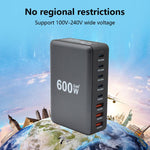 600W USB-C / Type-C und USB-A 8-Port Hochleistungs GaN Desktop Schnellladegerät, EU Stecker, US Stecker, UK Stecker, AU Stecker