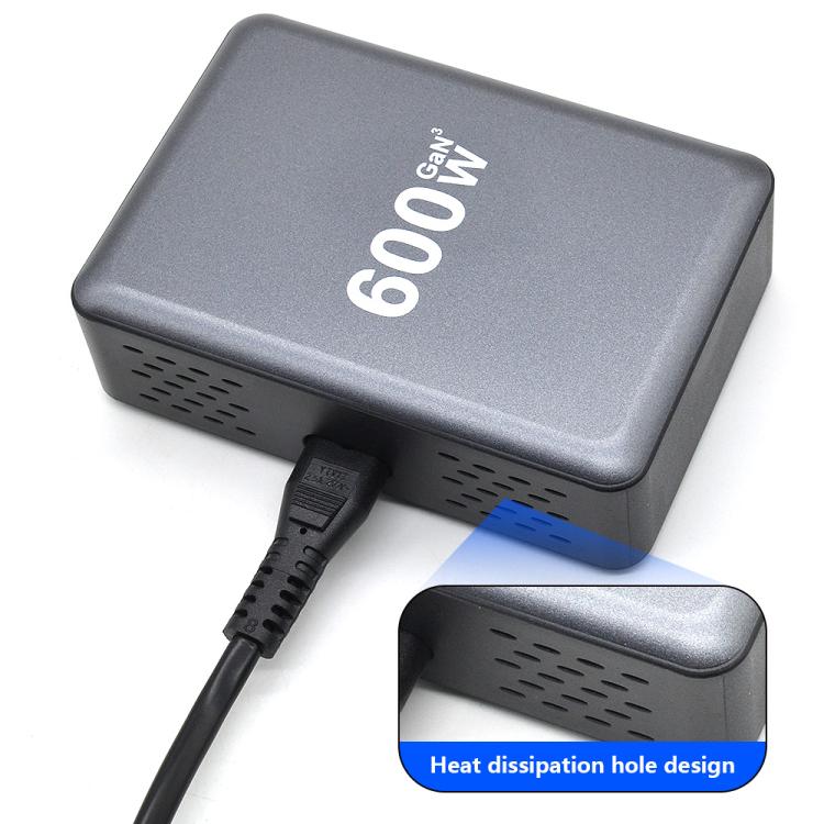 600W USB-C / Type-C und USB-A 8-Port Hochleistungs GaN Desktop Schnellladegerät, EU Stecker, US Stecker, UK Stecker, AU Stecker