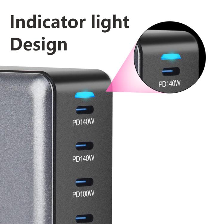 600W USB-C / Type-C und USB-A 8-Port Hochleistungs GaN Desktop Schnellladegerät, EU Stecker, US Stecker, UK Stecker, AU Stecker