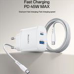 Yesido PD45W USB und Type-C Dual Interface Schnellladegerät Set, EU Stecker, UK Stecker, US Stecker