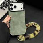 Handyhülle aus Velourslederimitat TPU mit Siebdruck-Kaninchenplüschseil, für iPhone 17 Pro Max, für iPhone 17 Pro, für iPhone 17, für iPhone 16 Pro Max, für iPhone 16 Pro, für iPhone 16, für iPhone 15 Pro Max, für iPhone 15 Pro