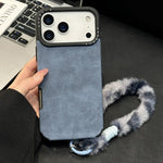 Handyhülle aus Velourslederimitat TPU mit Siebdruck-Kaninchenplüschseil, für iPhone 17 Pro Max, für iPhone 17 Pro, für iPhone 17, für iPhone 16 Pro Max, für iPhone 16 Pro, für iPhone 16, für iPhone 15 Pro Max, für iPhone 15 Pro