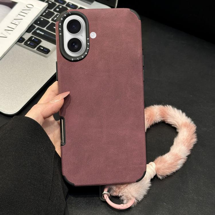 Handyhülle aus Velourslederimitat TPU mit Siebdruck-Kaninchenplüschseil, für iPhone 17 Pro Max, für iPhone 17 Pro, für iPhone 17, für iPhone 16 Pro Max, für iPhone 16 Pro, für iPhone 16, für iPhone 15 Pro Max, für iPhone 15 Pro