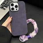 Handyhülle aus Velourslederimitat TPU mit Siebdruck-Kaninchenplüschseil, für iPhone 17 Pro Max, für iPhone 17 Pro, für iPhone 17, für iPhone 16 Pro Max, für iPhone 16 Pro, für iPhone 16, für iPhone 15 Pro Max, für iPhone 15 Pro
