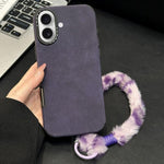 Handyhülle aus Velourslederimitat TPU mit Siebdruck-Kaninchenplüschseil, für iPhone 17 Pro Max, für iPhone 17 Pro, für iPhone 17, für iPhone 16 Pro Max, für iPhone 16 Pro, für iPhone 16, für iPhone 15 Pro Max, für iPhone 15 Pro