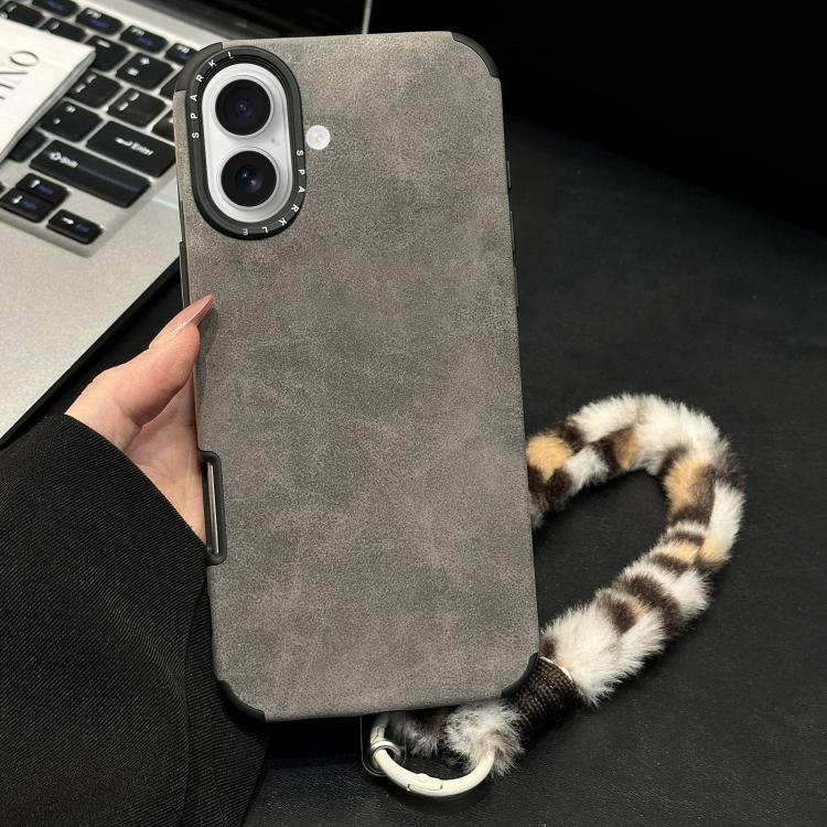 Handyhülle aus Velourslederimitat TPU mit Siebdruck-Kaninchenplüschseil, für iPhone 17 Pro Max, für iPhone 17 Pro, für iPhone 17, für iPhone 16 Pro Max, für iPhone 16 Pro, für iPhone 16, für iPhone 15 Pro Max, für iPhone 15 Pro