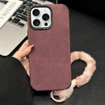 Handyhülle aus Velourslederimitat TPU mit Siebdruck-Kaninchenplüschseil, für iPhone 17 Pro Max, für iPhone 17 Pro, für iPhone 17, für iPhone 16 Pro Max, für iPhone 16 Pro, für iPhone 16, für iPhone 15 Pro Max, für iPhone 15 Pro