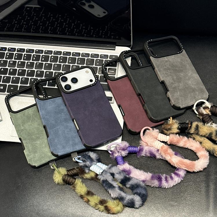 Handyhülle aus Velourslederimitat TPU mit Siebdruck-Kaninchenplüschseil, für iPhone 17 Pro Max, für iPhone 17 Pro, für iPhone 17, für iPhone 16 Pro Max, für iPhone 16 Pro, für iPhone 16, für iPhone 15 Pro Max, für iPhone 15 Pro