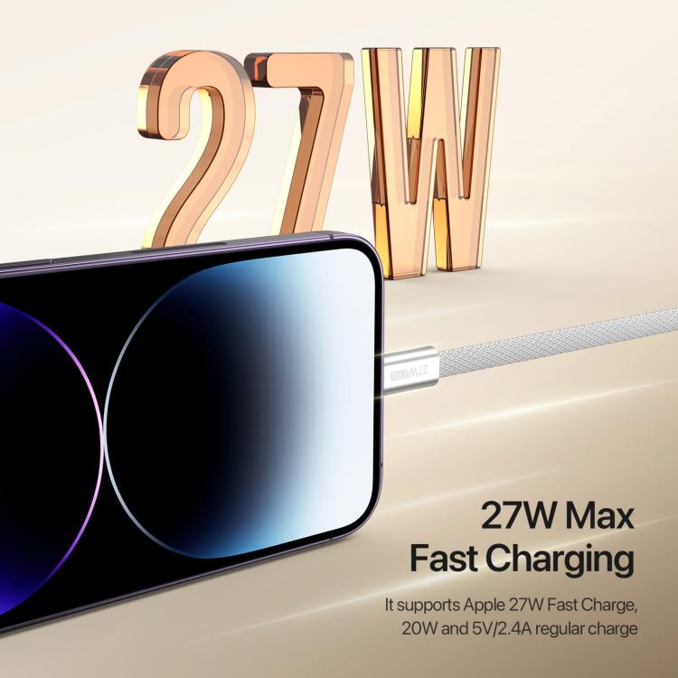 DUX DUCIS AUTO Serie 27W Type-C zu 8-Pin Magnetisches Nylon Geflochtenes Datenkabel, Länge: 1m, Type-C zu 8-Pin