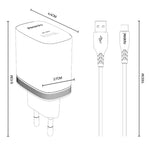 Yesido 18W USB Einzelinterface Ladegerät Set mit USB zu Type-C Kabel, EU Stecker, UK Stecker, US Stecker
