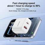 Yesido YC19U PD20W USB-C / Type-C und QC18W USB-A Dual Ports Ladegerät Set mit Type-C zu Type-C Kabel, YC19U