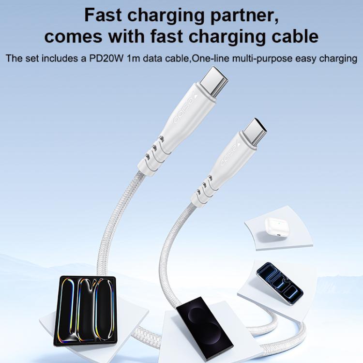 Yesido YC19U PD20W USB-C / Type-C und QC18W USB-A Dual Ports Ladegerät Set mit Type-C zu Type-C Kabel, YC19U