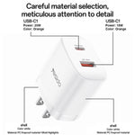Yesido YC19U PD20W USB-C / Type-C und QC18W USB-A Dual Ports Ladegerät Set mit Type-C zu Type-C Kabel, YC19U