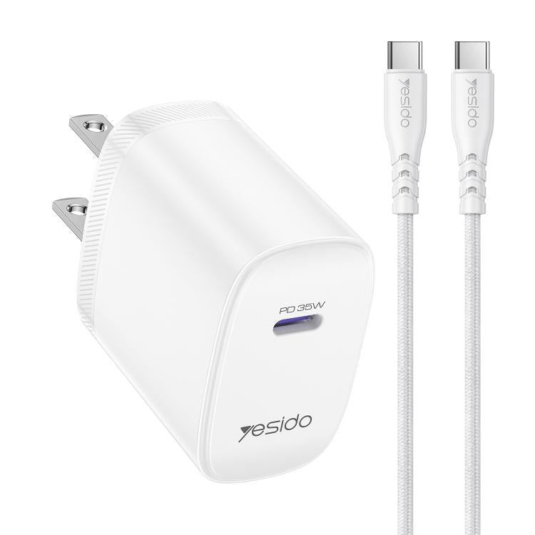 Yesido YC20U PD35W USB-C / Typ-C Einzelanschluss Schnellladegerät Set mit Typ-C-zu-Typ-C-Kabel, YC20U