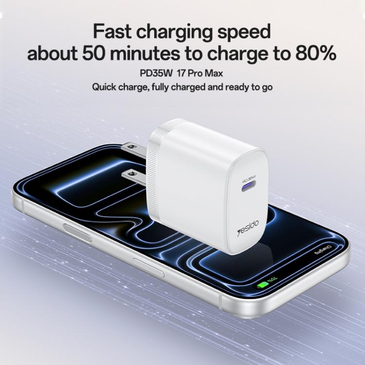 Yesido YC20U PD35W USB-C / Type-C Single Port Fast Charger Set with Type-C to Type-C Cable, YC20U