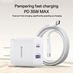 Yesido PD35W Type-C, USB Schnellladegerät Set mit Type-C zu Type-C Kabel, US Stecker, EU Stecker, UK Stecker