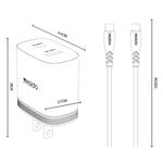 Yesido PD35W Type-C, USB Schnellladegerät Set mit Type-C zu Type-C Kabel, US Stecker, EU Stecker, UK Stecker