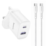 Yesido PD35W Type-C, USB Schnellladegerät Set mit Type-C zu Type-C Kabel, US Stecker, EU Stecker, UK Stecker
