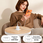 Yesido PD45W Dual Type-C Schnellladegerät Set mit Type-C zu Type-C Kabel, US Stecker, EU Stecker, UK Stecker