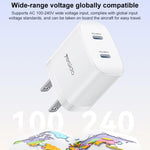 Yesido PD45W Dual Type-C Schnellladegerät Set mit Type-C zu Type-C Kabel, US Stecker, EU Stecker, UK Stecker