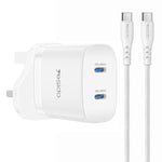 Yesido PD45W Dual Type-C Schnellladegerät Set mit Type-C zu Type-C Kabel, US Stecker, EU Stecker, UK Stecker