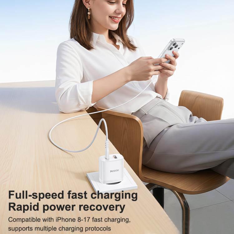 Yesido YC106 PD20W USB-C / Type-C und QC18W USB-A Dual Ports Ladegerät Set mit Type-C zu Type-C Kabel, YC106