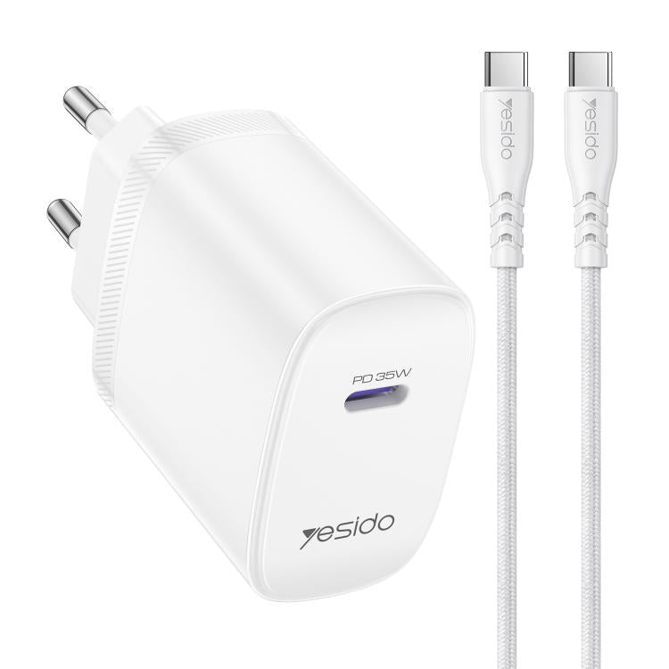Yesido YC107 PD35W USB-C / Type-C Einzelport Schnellladegerät Set mit Type-C zu Type-C Kabel, YC107