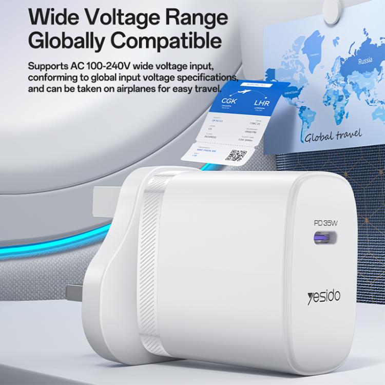 Yesido YC153 PD35W USB-C / Typ-C Einzelanschluss Schnellladegerät Set mit Typ-C-zu-Typ-C-Kabel, YC153