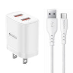 Yesido YC17U 12W 2,4A USB Dualanschluss Ladegerät Set mit 1m USB-zu-Typ-C-Datenkabel, YC17U