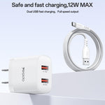 Yesido YC17U 12W 2,4A USB Dualanschluss Ladegerät Set mit 1m USB-zu-Typ-C-Datenkabel, YC17U